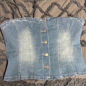 SHEIN Blue Denim Corset Top